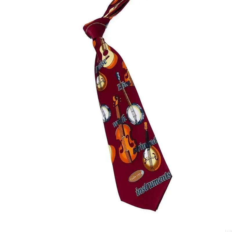 تتميز L5ya Lightweight Men's Necktie بالغيتار الديناميكي ورسومات الطبل المعاصرة للتصميم اليومي