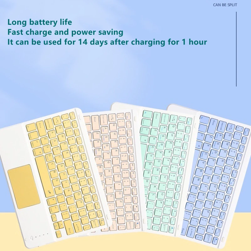 Touchpad Keyboard Bluetooth untuk iPad, Keyboard nirkabel Spanyol Rusia Hebrew Korea Bahasa Arab Ibrani Teclado untuk Android Samsung Tablet