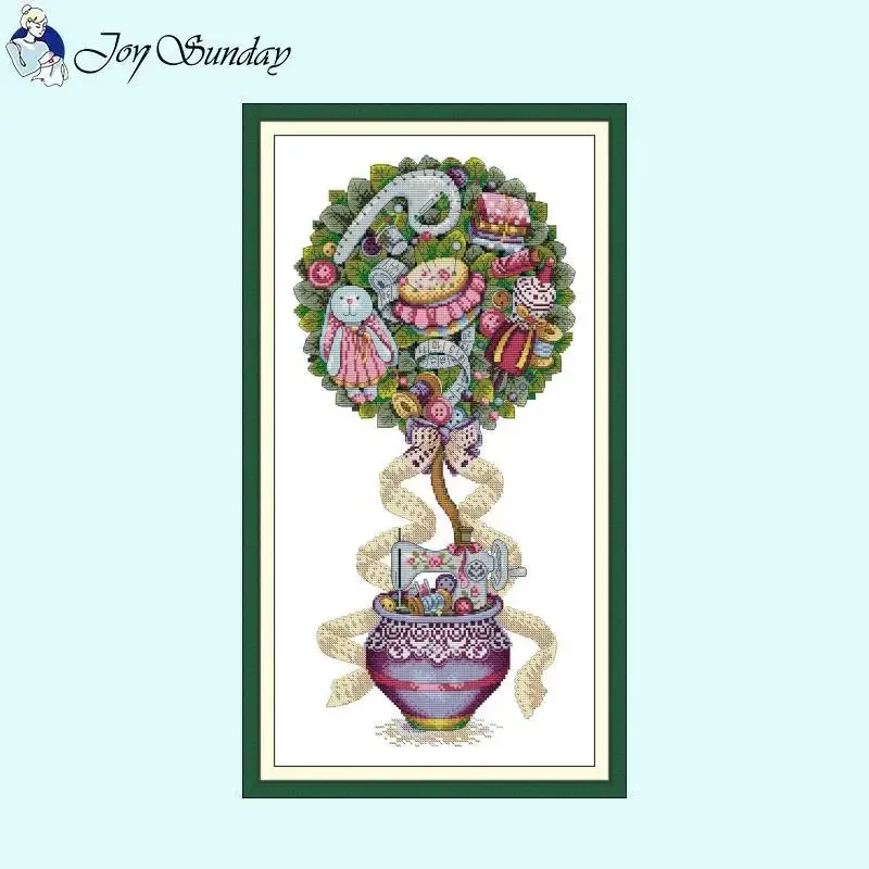 Joy Sunday Flower Ball Seria Haft krzyżykowy 11ct 14ct 16ct Białe tkaniny z nadrukiem Haftowanie DIY Kwiatowy wzór Zestawy do szycia
