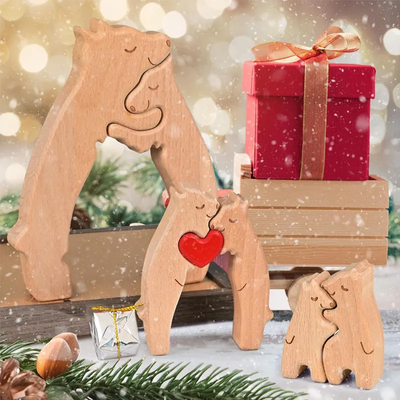 Puzzle in legno di alta qualità orso creativo decorazione animale cane tema arte cuore Puzzle scultura ornamento regali perfetti di natale