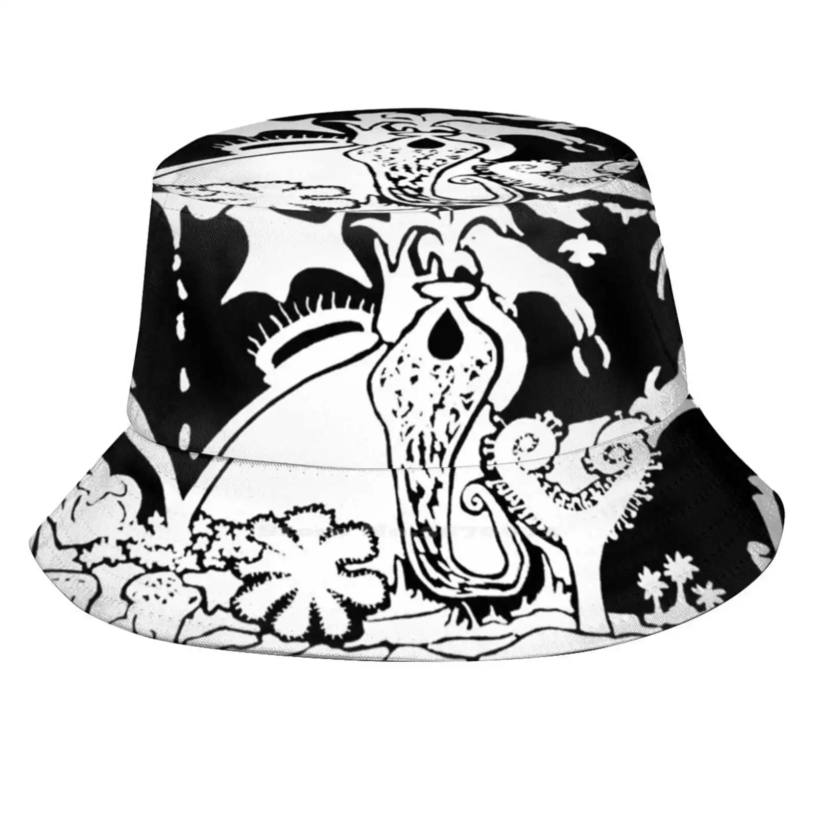 Carnivorous Plants ( White ) Unisex Fisherman Hats Cap Carnivorous Plant Sundew Venus Flytrap Pitcher Desert Bird Black And