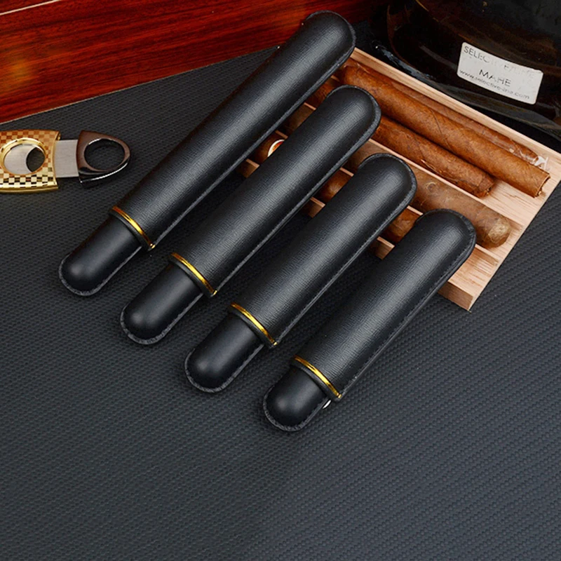 Slim Cigar Case 45 Ring 18mm Dia Leather Cigar Holder 4 Sizes Travel Humidor Single Tube Mini Box for Smoking Accessory