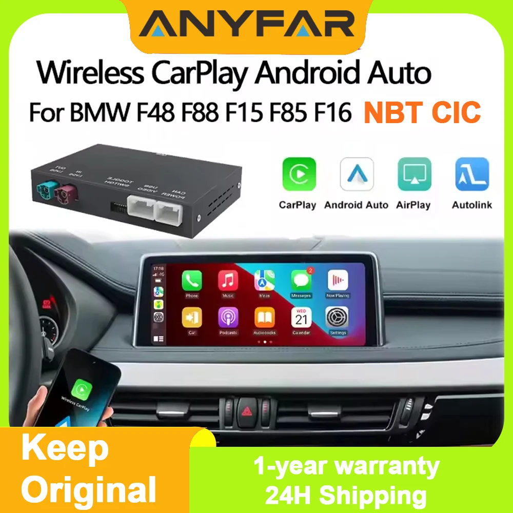 Kabelloses CarPlay für BMW NBT CIC 1 2 3 4 5 7 Serie F22 F10 F01 F02 X3 X4 F25 F26 MINI X4 X5 X6 F56 F15 F16 F85 Android Auto Box