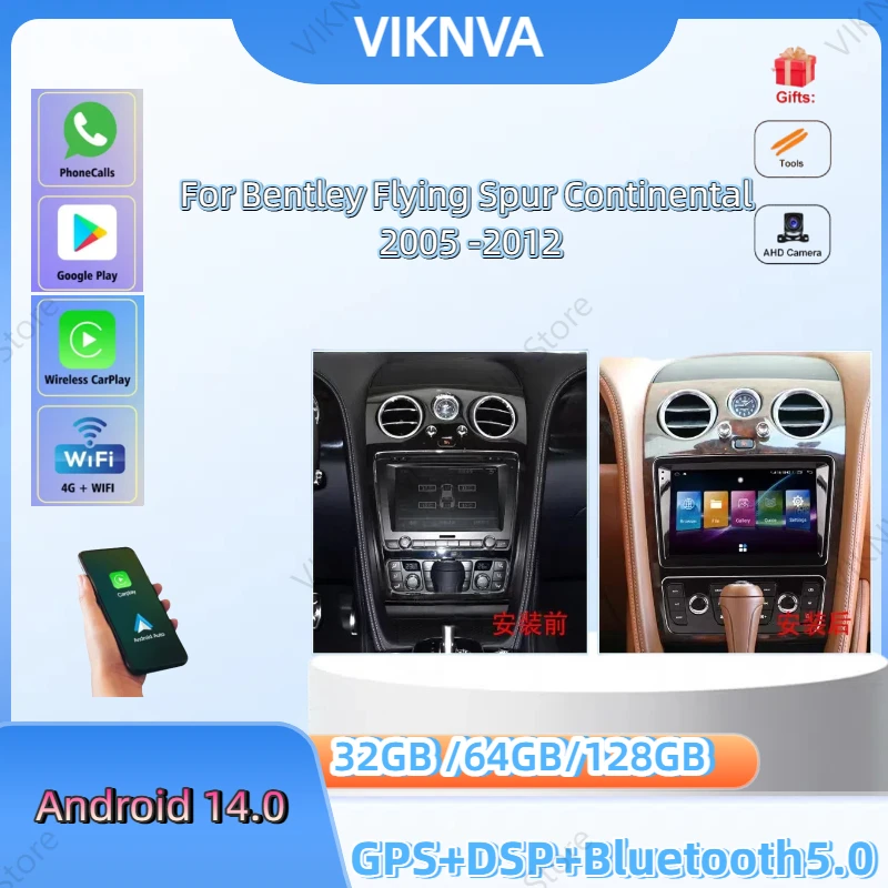 

Car Radio For Bentley Flying Spur Continental 2012-2019 Android 14 Vertical Screen Stereo Multimedia Player Carplay Auto 256G