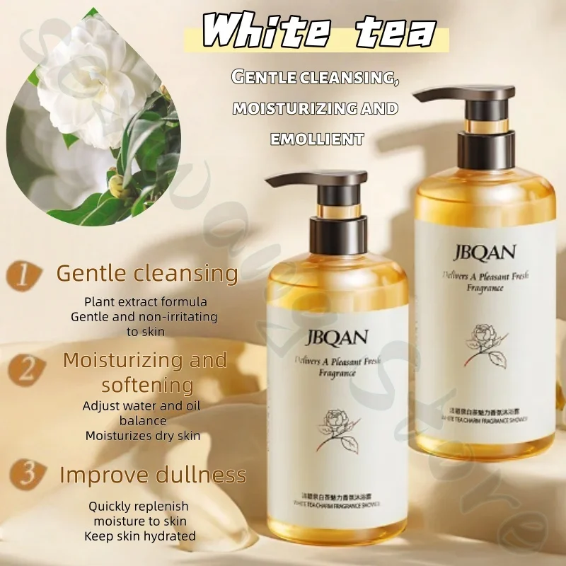 White tea fragrance shower gel has a long-lasting fragrance, deeply cleans grease and dirt, moisturizes and hydrates the skin.