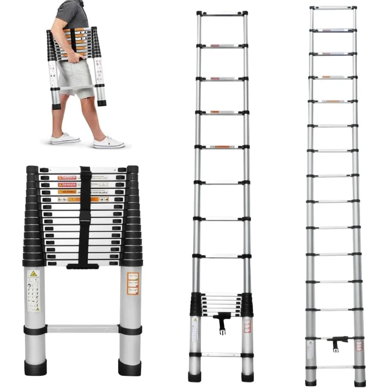 

Aluminum Telescoping Ladder, 14.4FT 4.4M, 330lbs Max Capacity, Non-Slip, Portable, Silver