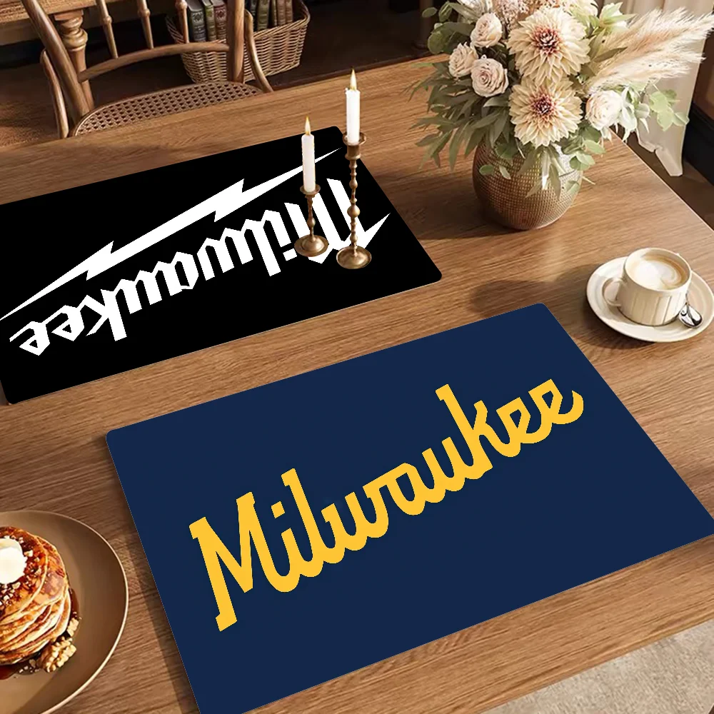 M-MilwaukeeS Kitchen Dish Mat Absorbent Dining Table Mats Retro Non-slip Placemat Coffee Dish Tableware Mat for Home Decor