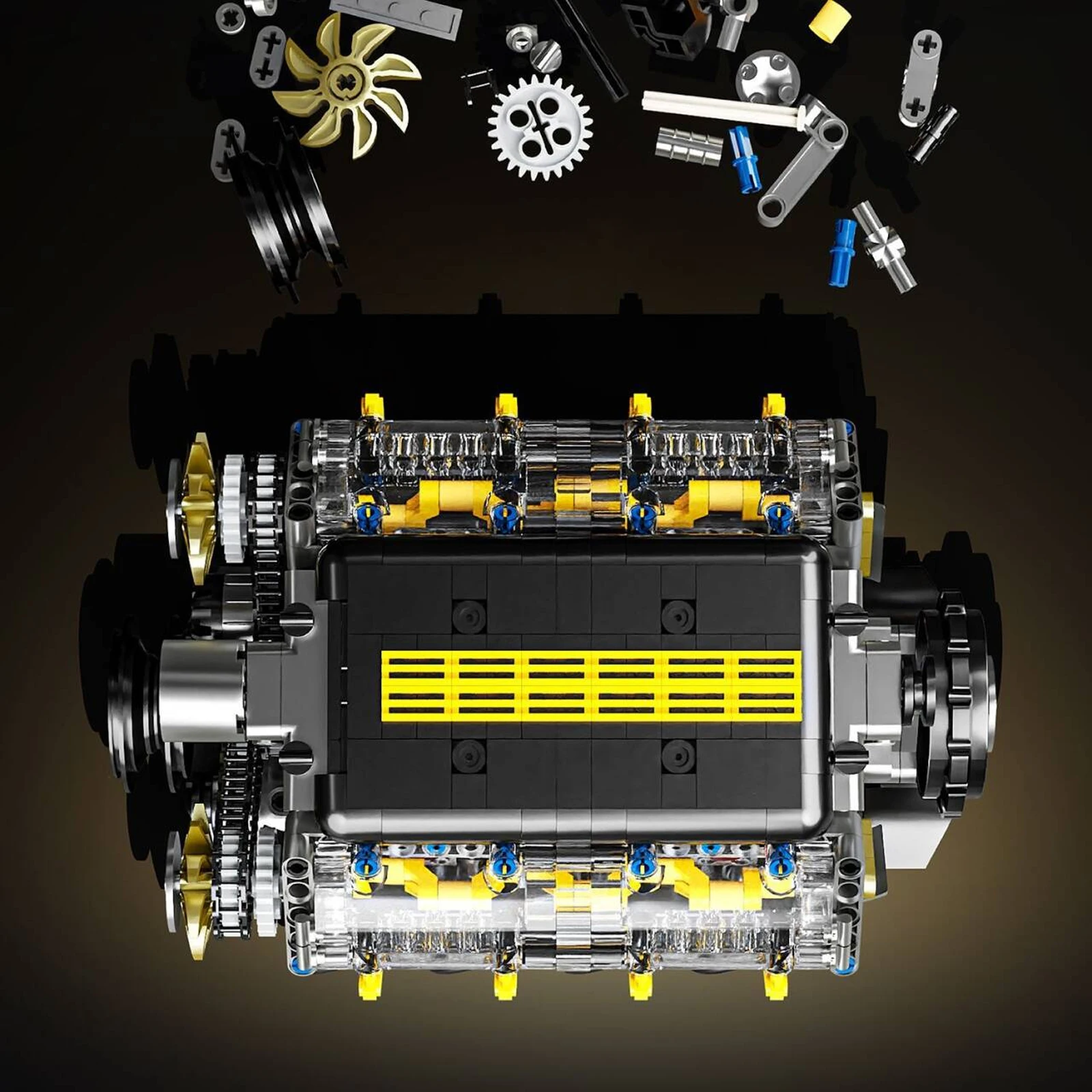 

Модель двигателя YC557 V8, 905 деталей, с подсветкой, моторизованная система MOC, конструктор, креативный DIY-набор, игрушка-машинка, подарок для мальчиков на праздник