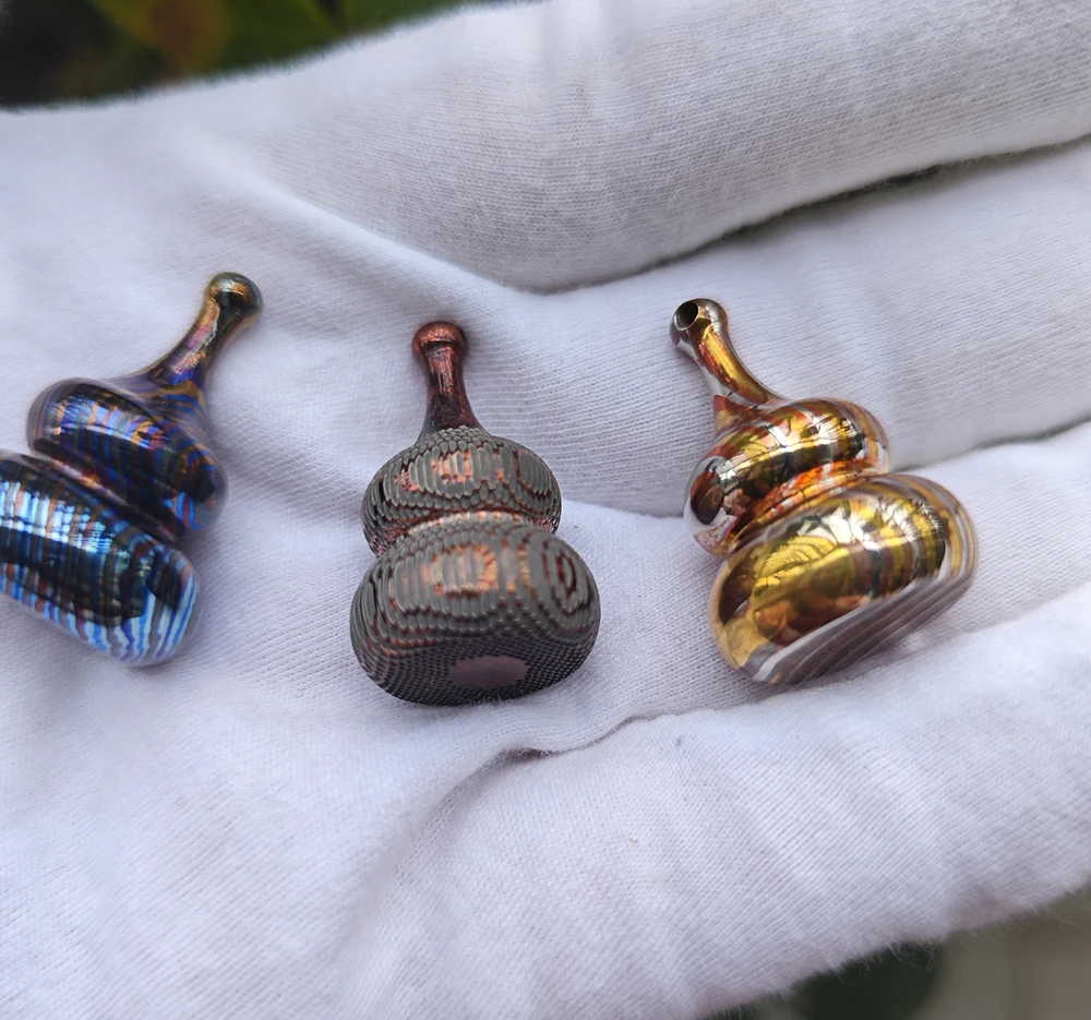 1 Piece Titanium Damascus , Brass damascus , Superconductor Gourd Creative  EDC Necklace Pendant