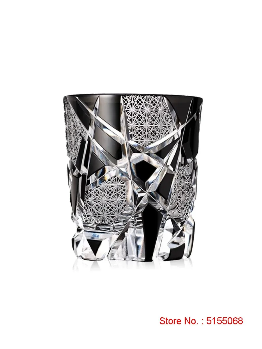 Creative Fine Carving Cool Black Flashing Lightning Edo Kiriko Crystal Ware Wine Glass Top Quality Whiskey Cup Beer Water Mug Da