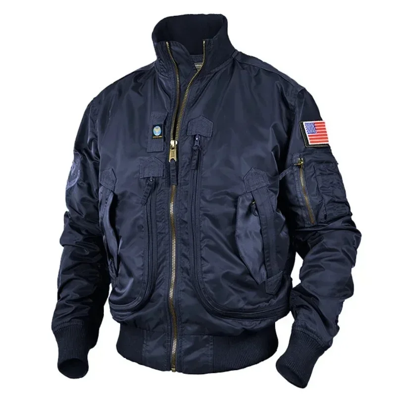 Imagem -04 - Jaquetas Militares Táticas Masculinas Cabolsa de Beisebol Grande Pocket Pilot Jaqueta Bomber Armygreen Gola Alta para Motocicletas Força Aérea