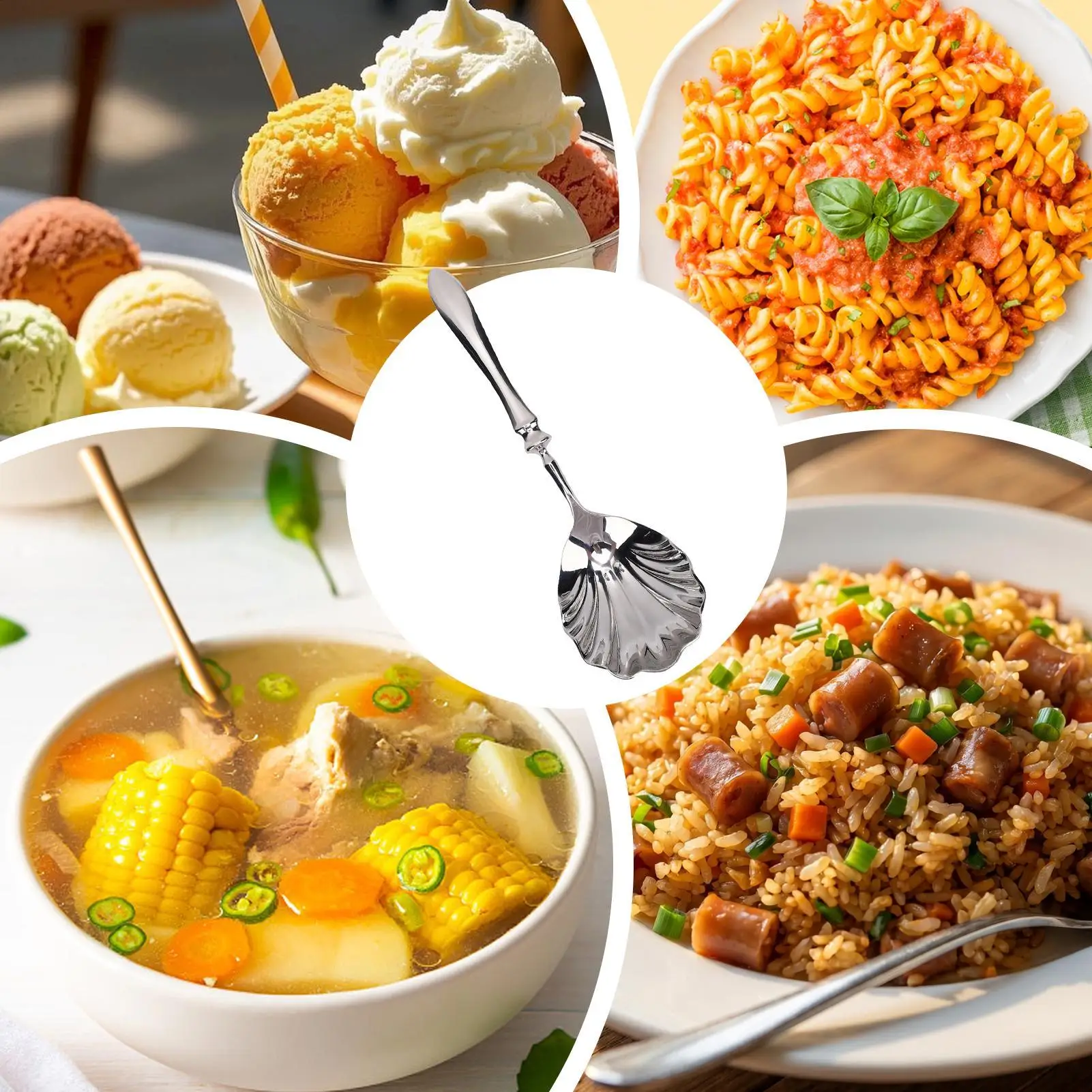 Luxury Shell Shape 304 Stainless Steel Soup Spoon Heavy Gourd Hotel Meal Sharing Table Serving  Exquisite Soup Spoon
