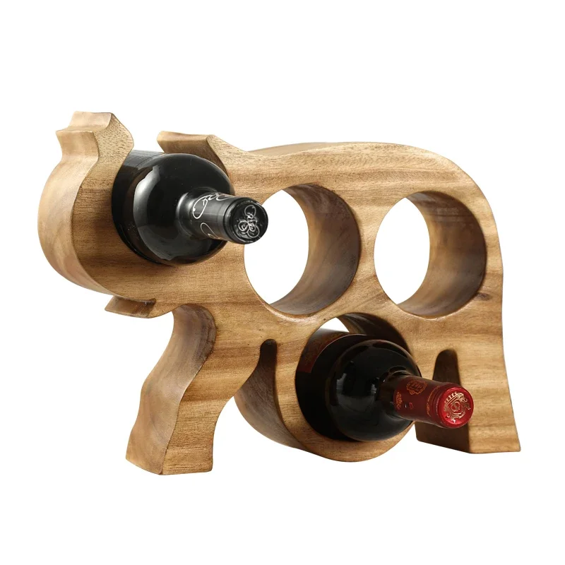 Elephant Wine Rack for Dining Table Decoration, Solid Wood Ornament,Wine Cabinet Decor, Artistic Decoration, High End Atmosphere