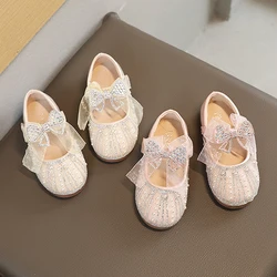 Perlite Pink Lace Butterfly Ballet Flats For Kids 2024 Spring Luxury Rhinestone Ballerinas Wedding Flower Girl Mary Jane Shoes