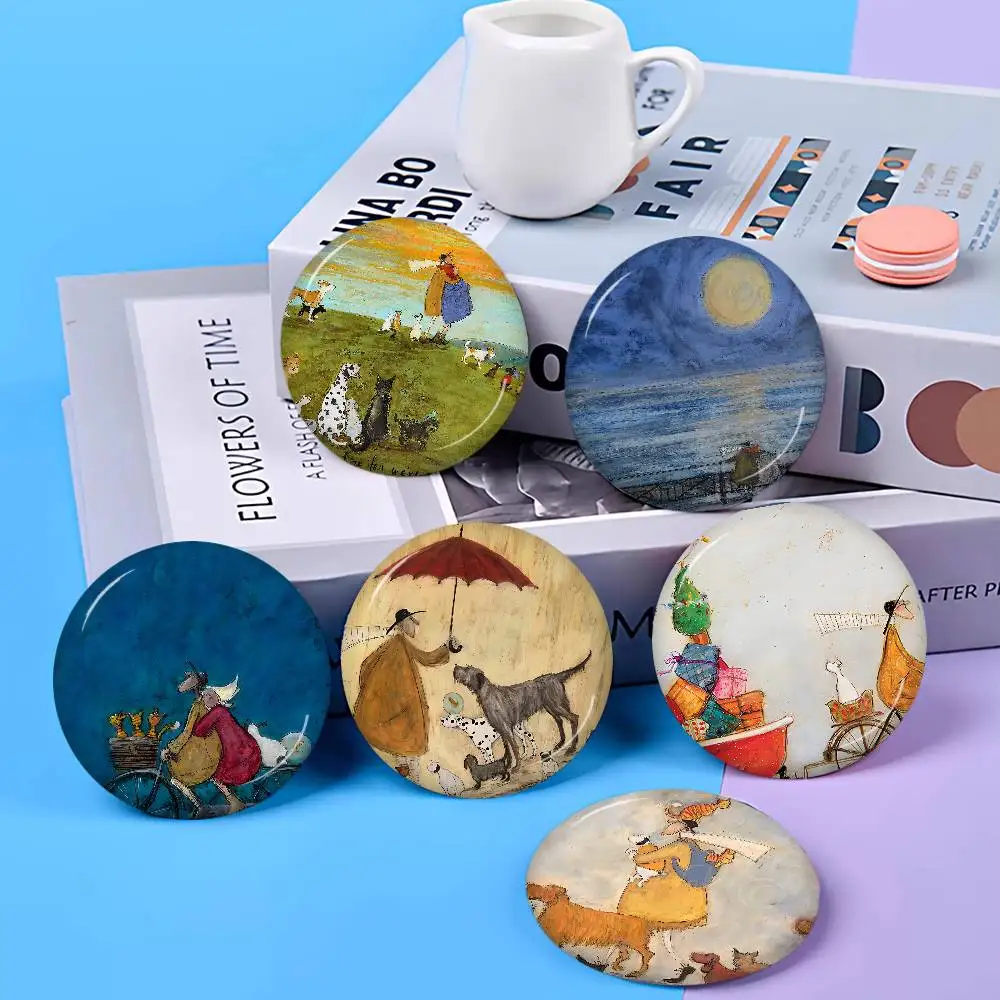 Sam Toft Art Abstract Landscape 32/44/58mm Handmade Pin Round Funny Snap-in Brooches for Backpack Cothes Accessories Badge