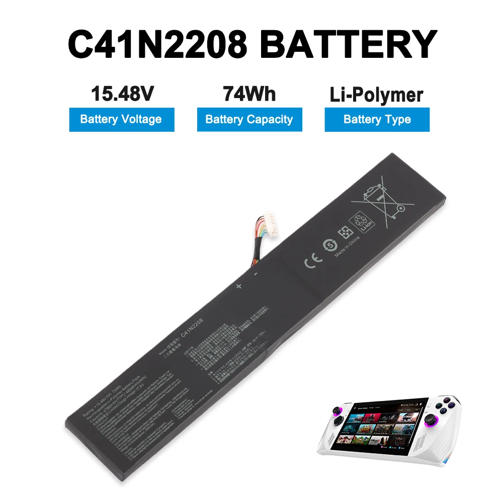 KingSener C41N2208 High Capacity 74Wh Battery For ASUS ROG Ally Gaming Handheld Series of RC71L/PC71L Free All Tools