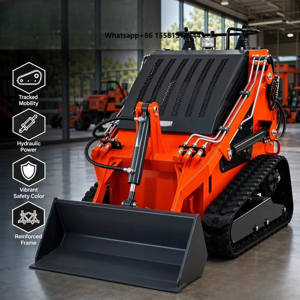 Skid Steer Loader with Attachments Mini Skid Steer Mulcher Forestry Brush Cutter Grapple Auger Bucket Mower Hydraulic Accessory