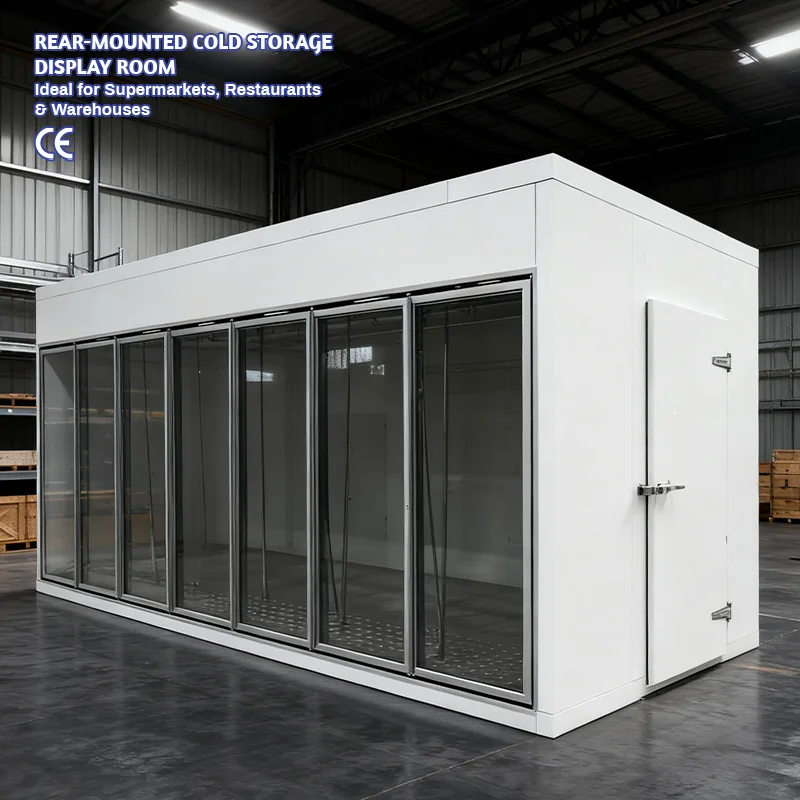 Glass Door Walk In Cooler Full Transparent Display Panel Constant Temperature Storage For Supermarket Drinks Dairy Fresh Food