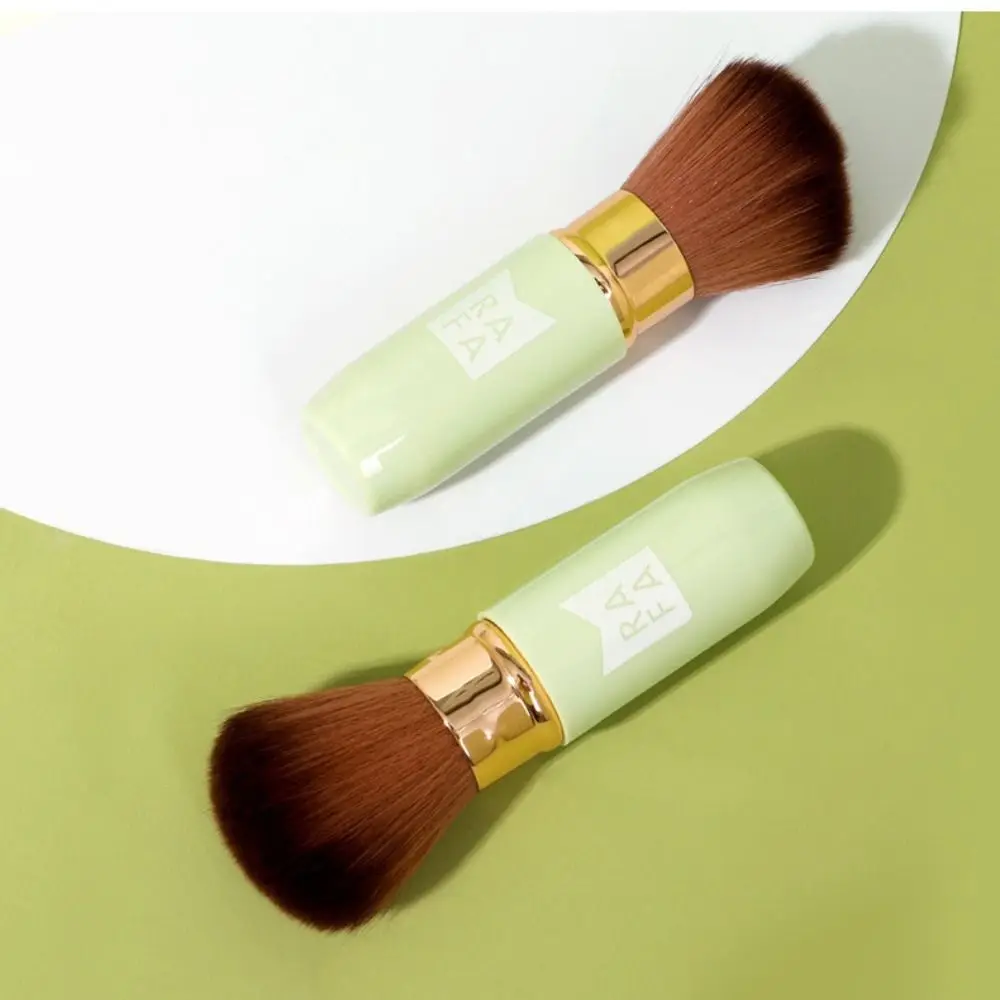 

Portable Green Makeup Brush Soft Hair Kabuki Blending Cosmetic Brush Practical with Cap Telescopic Makeup Brush Women