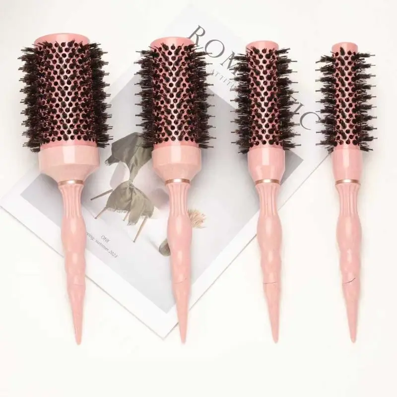1Pcs Boar & Nylon Roller Brush, Non-Slip Handle Curl Defining Barrel for Salon Home Styling