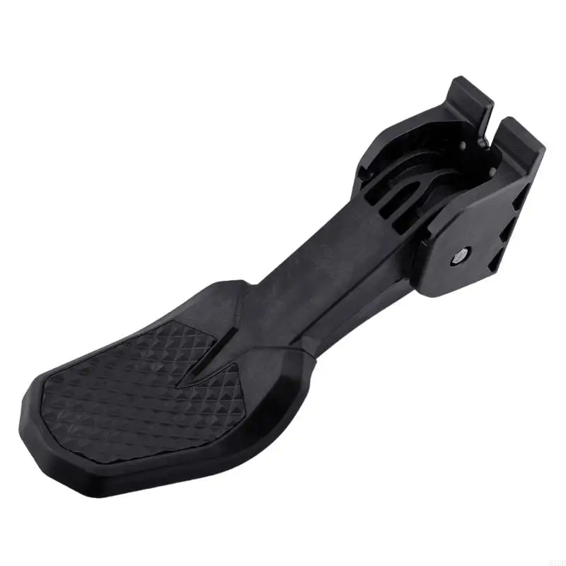 M76E PWC Boarding Access Repair Step with Textured Pad, Hinged Bracket Structure, Black Plastic Ladder Step Part, 11 Mount Width