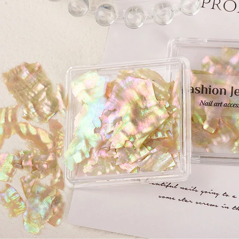 Ultradünne Große Natürliche Abalone-Muschelscheiben mit Unregelmäßiger Aurora-Optik für Nagelkunst-Dekorationen, DIY-Maniküre-Zubehör, 1 Box – Detail 9