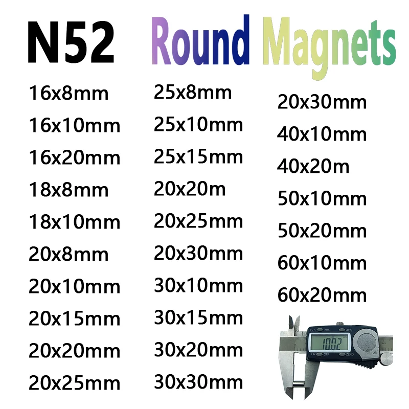 Round Micro Magnets 16x8 16x10 16x20 18x10 20x8 20x10 20x15 20x20 20x25 20x30 25x10 25x30 60x10 30x30 40x20 50x20 60x20 mm DIY