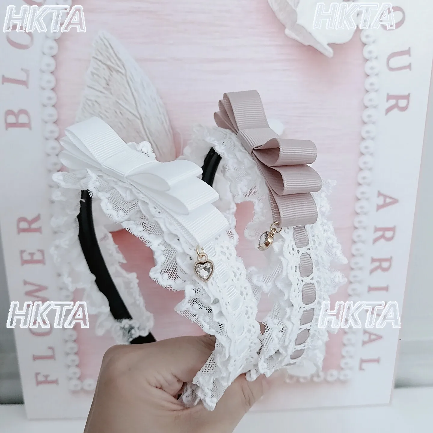 Handmade Japanese Sweet Cute Lace Kc Headband Bow String with Lolita Headband Party New Year Birthday Gift Hair Accessories