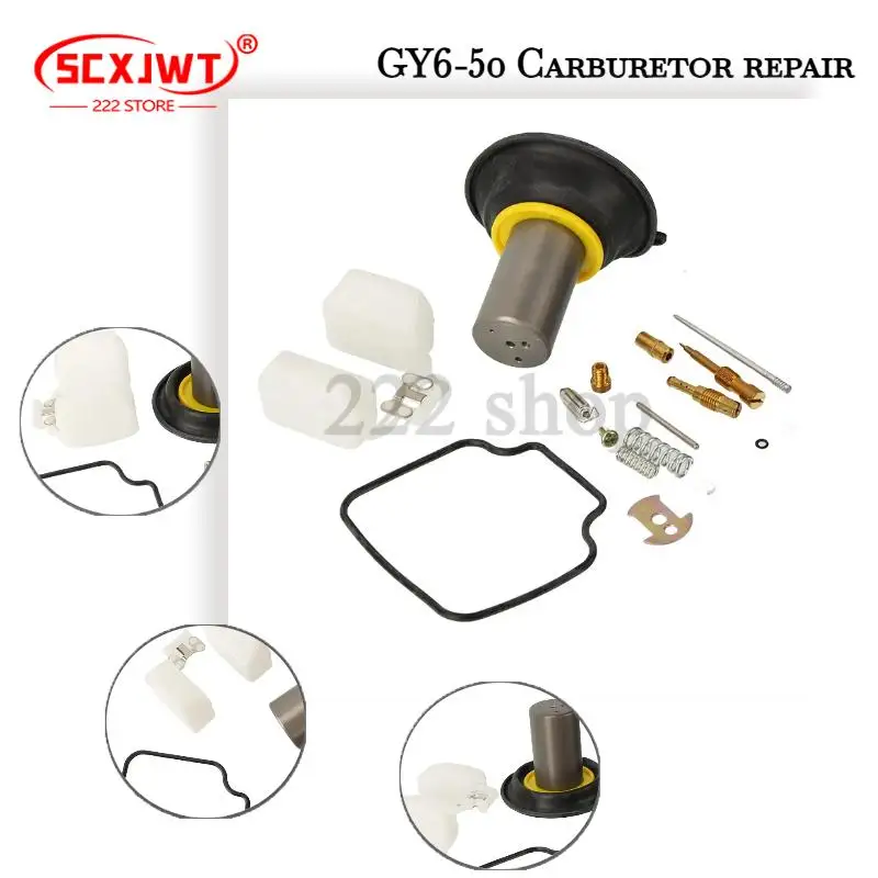 Kit de reconstrucción de carburador de sello de aceite Mani Jet de reparación Karb, diafragma para ciclomotor Scooter 139QMB GY6 50 60 125 150cc PD18J PD19J Carb