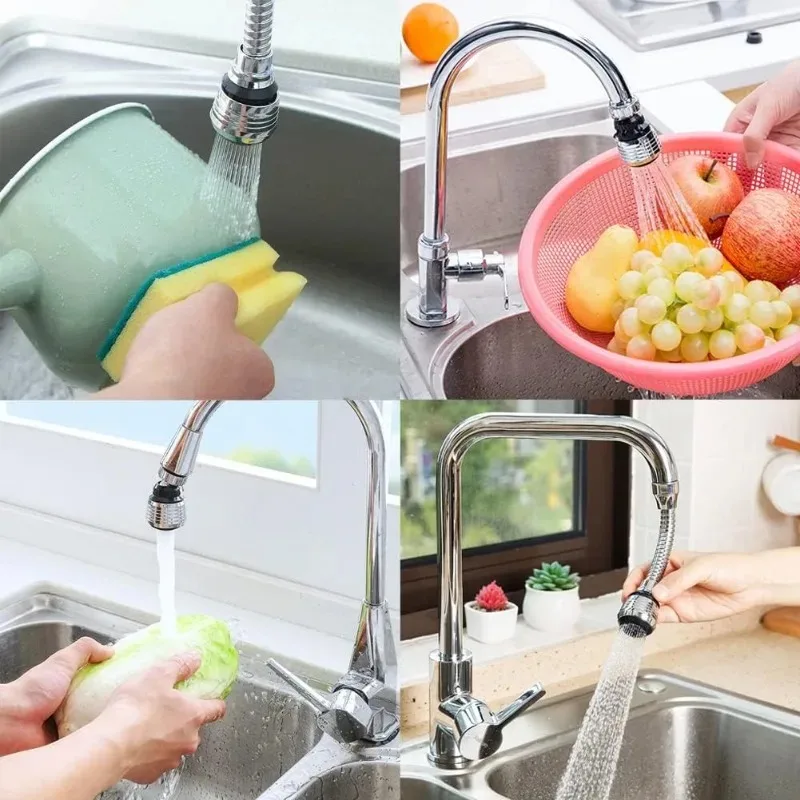 360° Adjustment Kitchen Sink Faucet Extender Filter Dual-mode Water-saving Supercharger Splash-proof Spray Extender