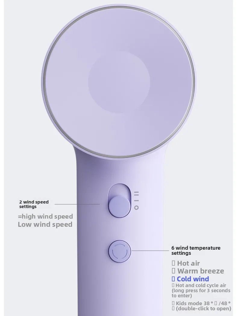 Asciugacapelli ad alta velocità SE2 per la cura dei capelli agli ioni negativi domestici, silenzioso, ad asciugatura rapida, Asciugacapelli Lefen