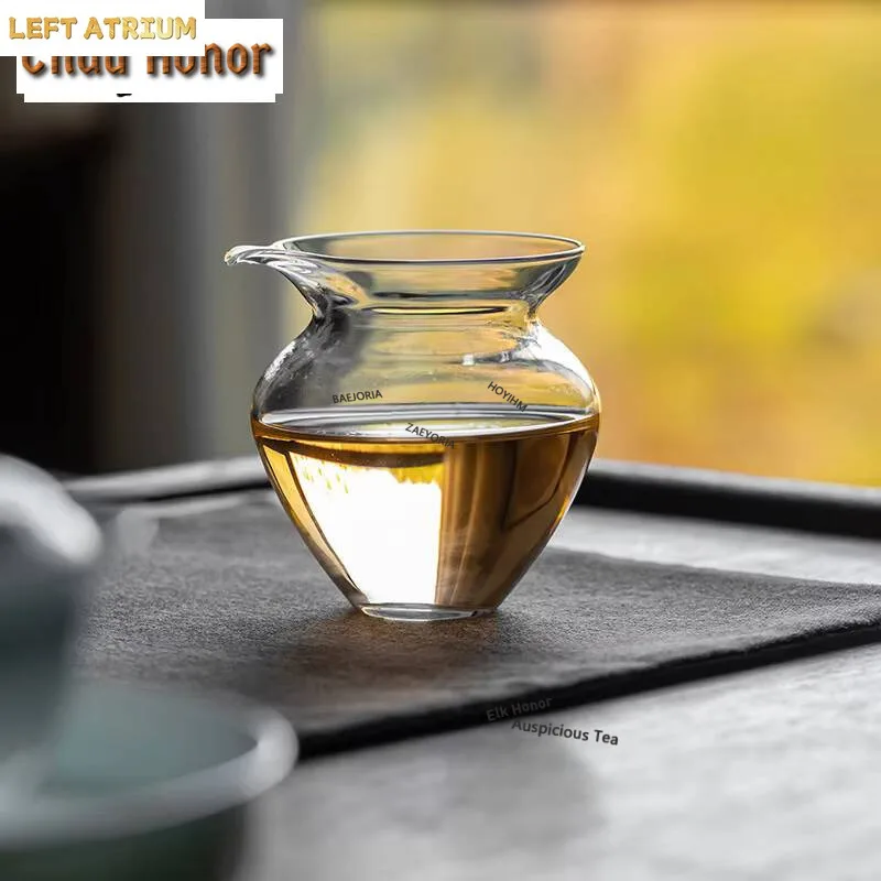 

240ml Lucky Bag Transparent Glass Tea Pitcher High Temperature Resistant Chahai Justice Cup Divide Tea Coffee Drinkware Supplies
