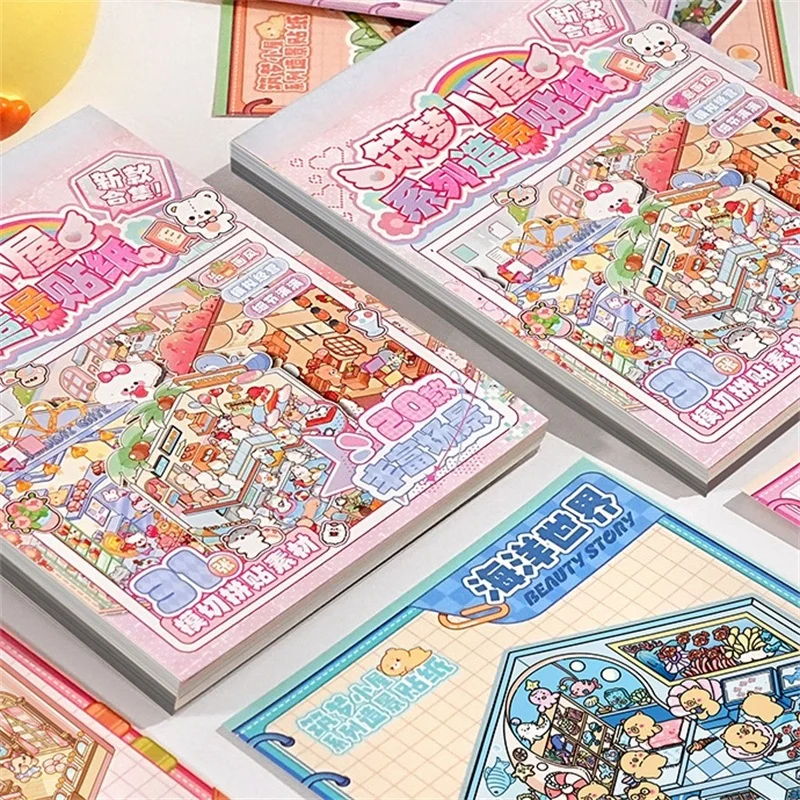 20in1 Dream House Series Kawaii 3D Cartoon Miniature Scene Stickers Handmade DIY Stacking Fun Scrapbook Stickers