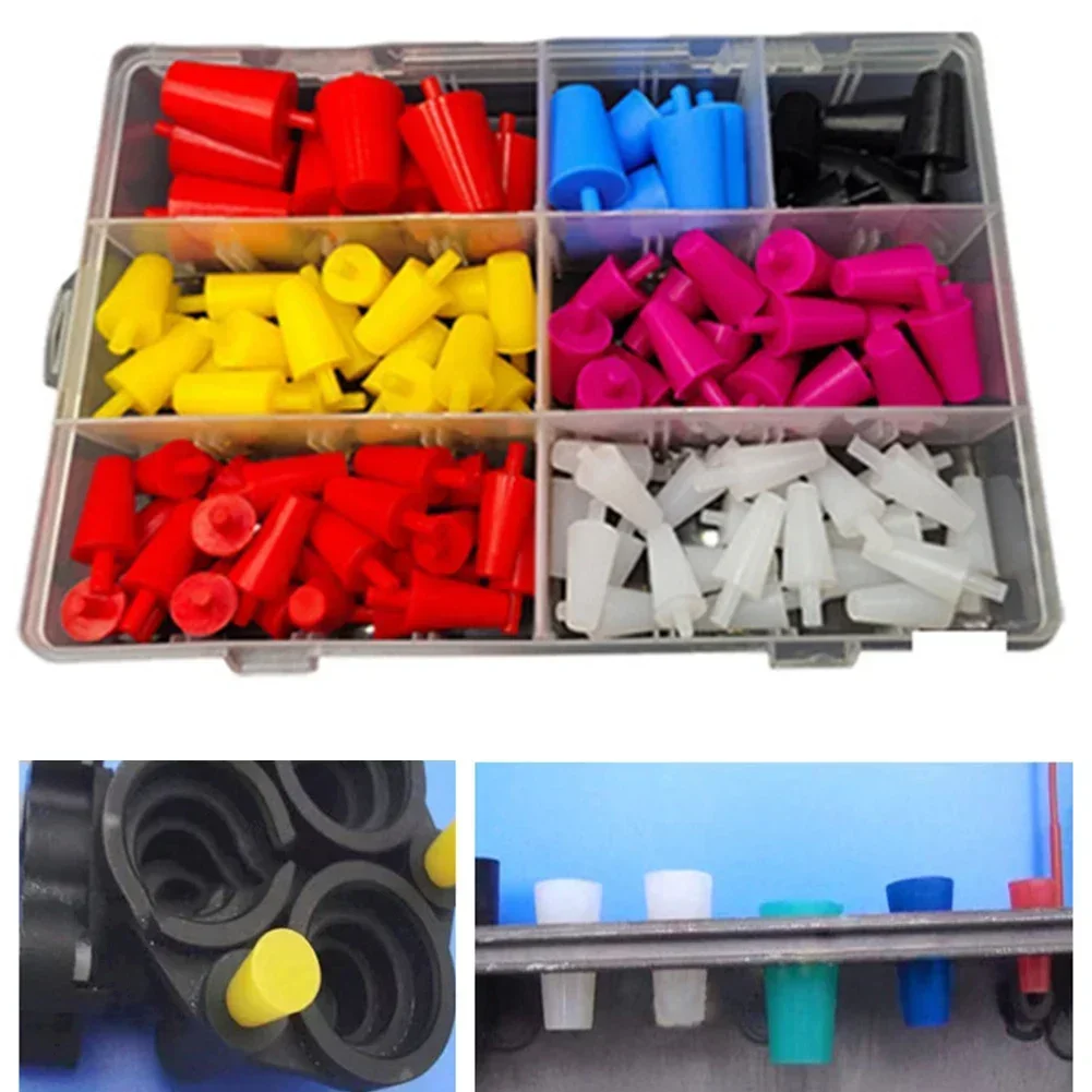 60Pcs High-Temp Masking Plugs Powder Coating Silicone Cone Plugs Assortment Kit For Covering Holes In Powder Spraying, Painting,