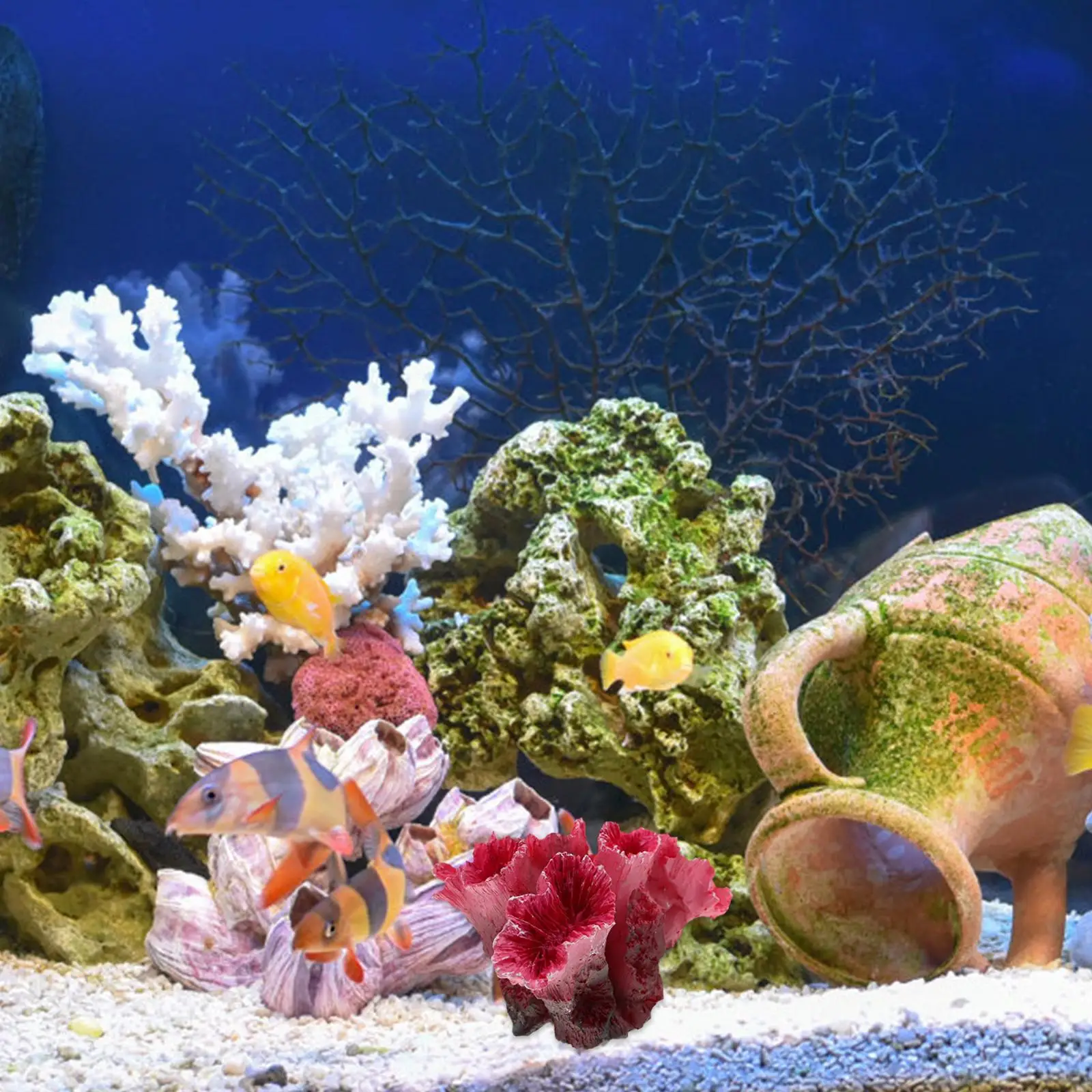 Artificial Coral Reef Decorations Fake Coral Aquarium Fish Tank Water Plants Decor Non Toxic Resin Made Easy Wash Pet Supplies