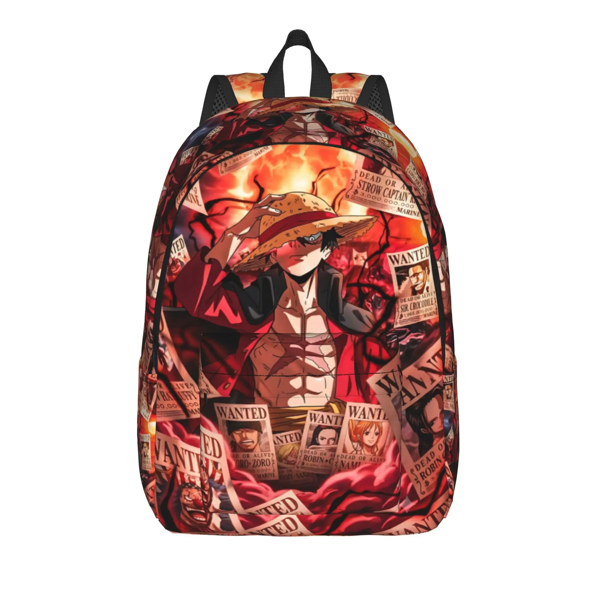 Fashion One Piece Monkey D Luffy Backpack  Mochilas Dual-Use High School Retro Washable Rucksack
