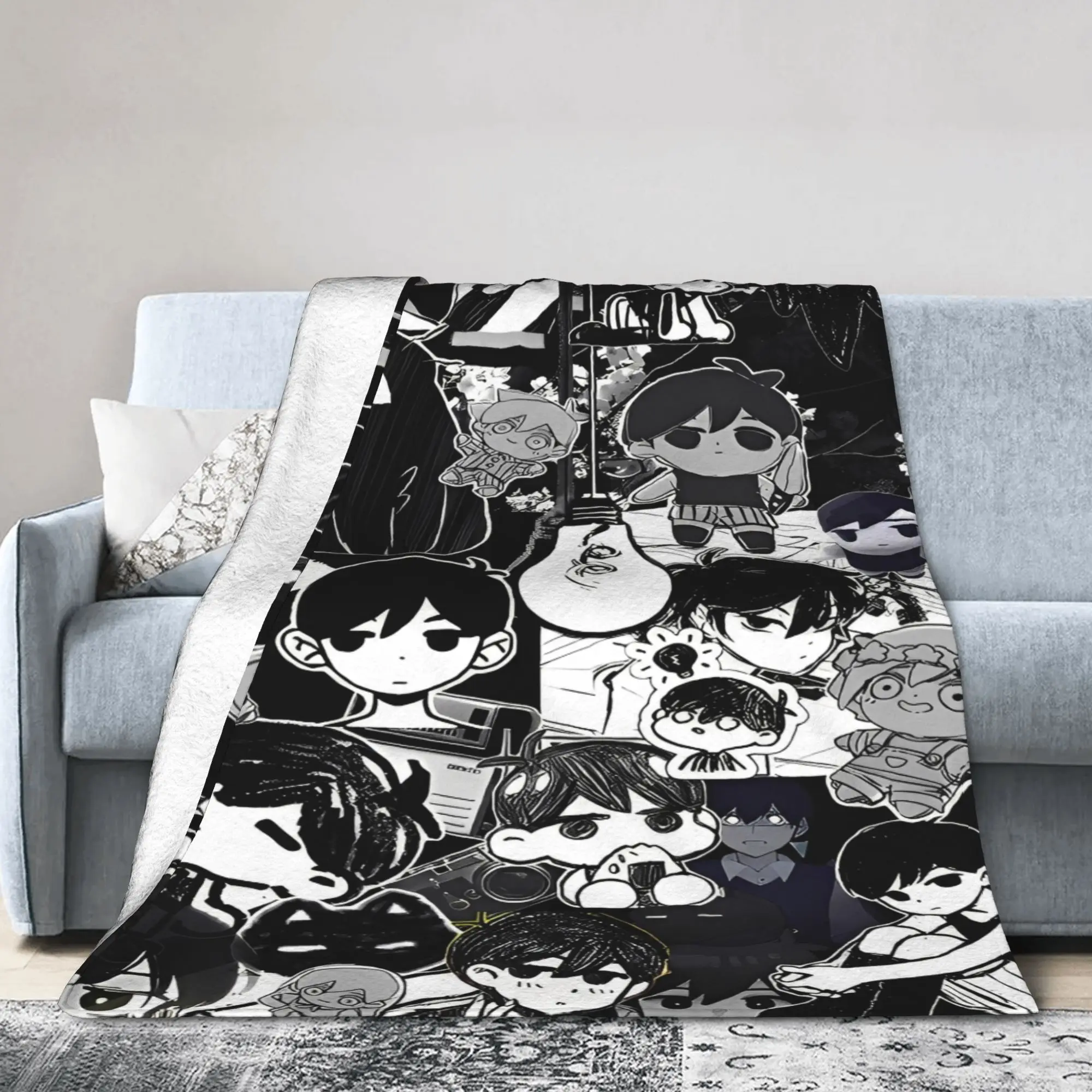 Anime Basil Omori Game Blanket Flannel Throw Blanket For Home Decor Super Warm Custom DIY Quality Bedspread Birthday Present
