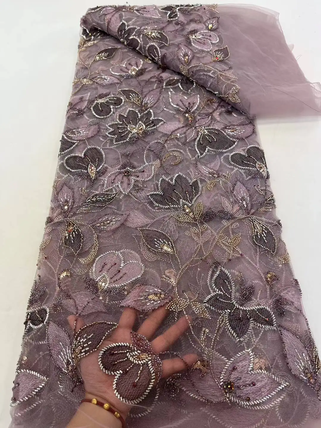 Новейшая роскошная элегантная вышивка, тяжелая кружевная ткань для жениха, африканский тюль, кружевная ткань с блестками для свадебной вечеринки, длинное платье