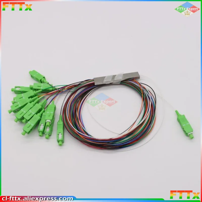 

Free shipping 10 PCS/Lot 1X16 PLC Fiber Optic Splitter Color SC/APC SM 0.9mm G657A1 PVC 1m FTTH Fiber Optic Splitter