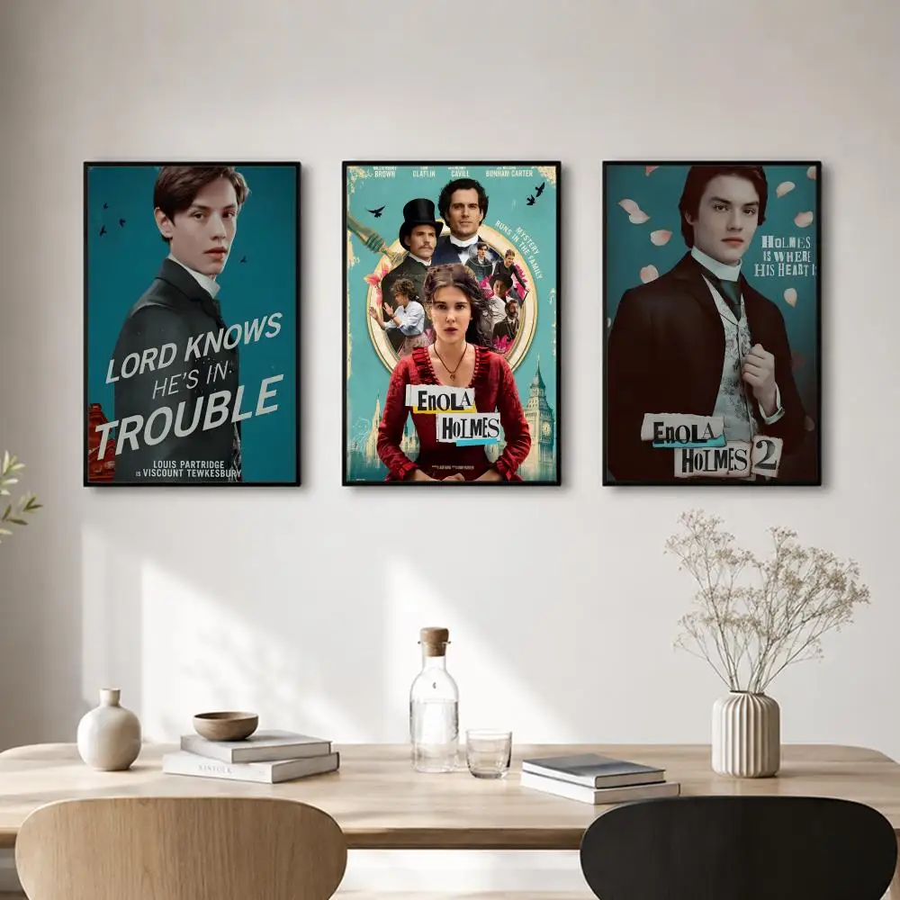 Movie Enola Holmes Poster Self-adhesive Art Waterproof Paper Sticker Coffee House Bar Room Wall Decor