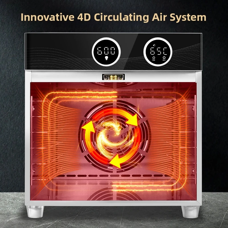 12단 식품 건조기 (듀얼 노브 컨트롤 포함) |   스테인레스 스틸 트레이 및 베이스 |   48시간 타이머, 30 ° C-90을 한국어로 번역해주세요 ° C 조절 가능 |   홈용/