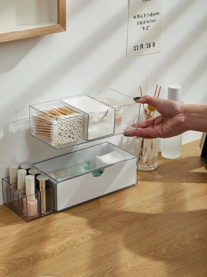 صندوق منظم أحمر الشفاه لمستحضرات التجميل لسطح المكتب من باتوم، حامل طبقة واحدة مستطيل من البلاستيك الشفاف البسيط