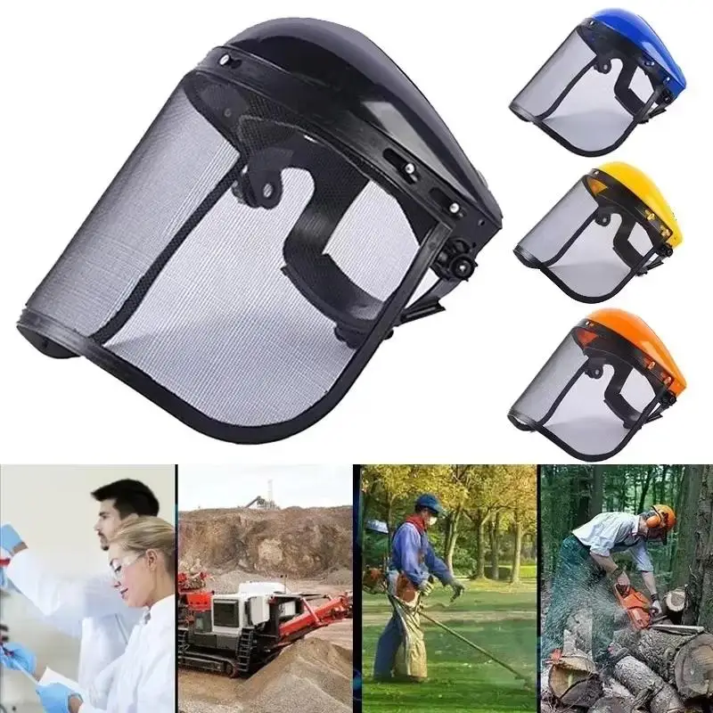 Adjustable Wire Mesh Chainsaw Face Shield Durable Trimmer Helmet With Full Face Mask Helmet Hat Garden Labor Protection Tools