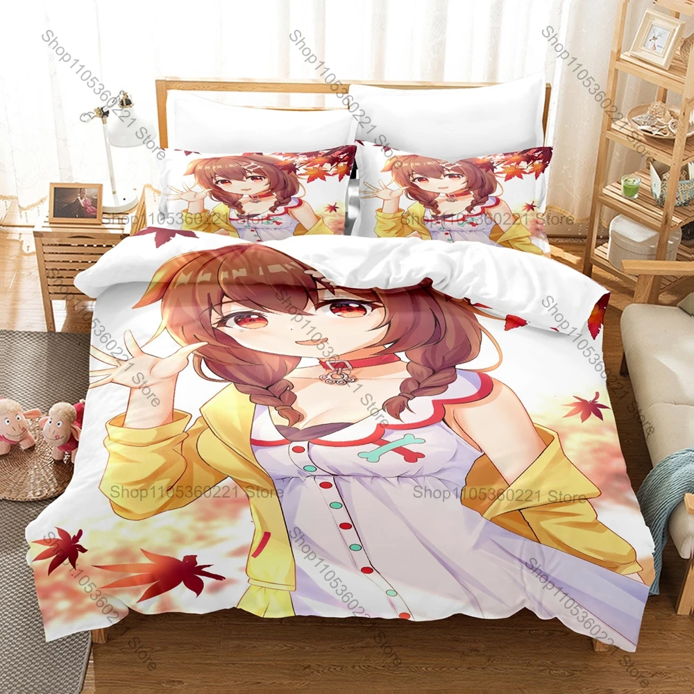 Inugami Korone 3D Printed Bedding Set 3PCS Soft Microfiber Duvet Cover Set for Hololive Fans Bedroom