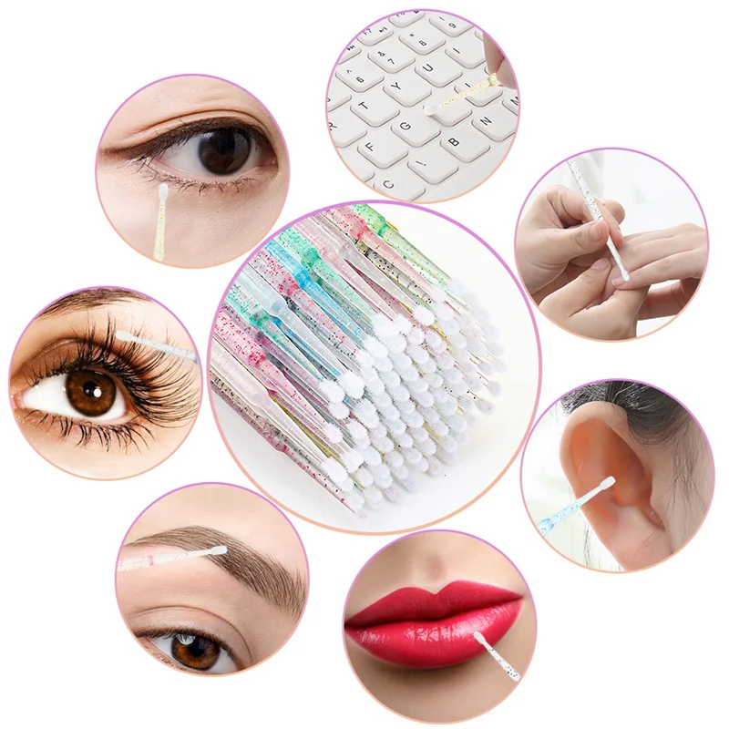 200pcs Eyelash Extension Special Eyelash Removal Brush Micro Brush Eyelash Brush Lipline Cotton Brush For Eyelash Extension Tool