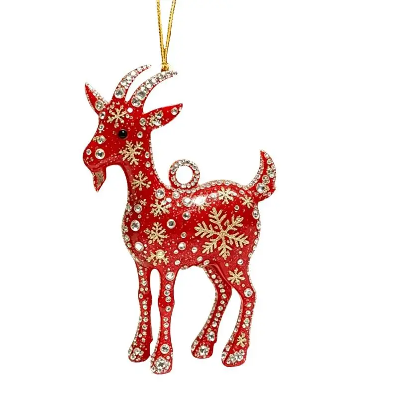 Hot Acrylic Chinese Zodiac Goat Hanging Ornament Auspicious Red Gold Design For Spring Festival New Year Home Decoration