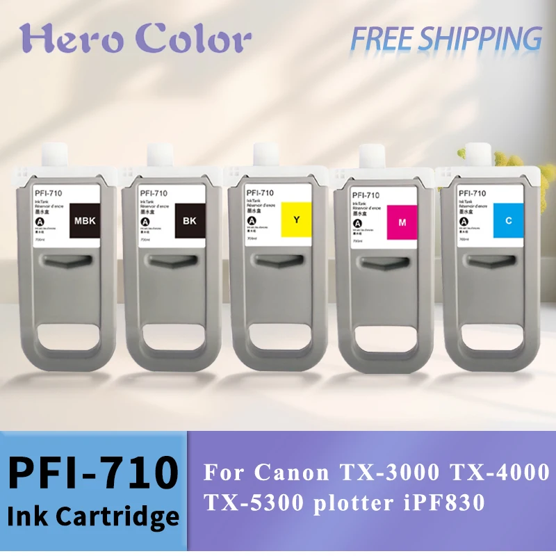 

5Color PFI-710 Pigment Ink Cartridge Compatible for Canon TX-3000 TX-4000 TX-5300 plotter iPF830