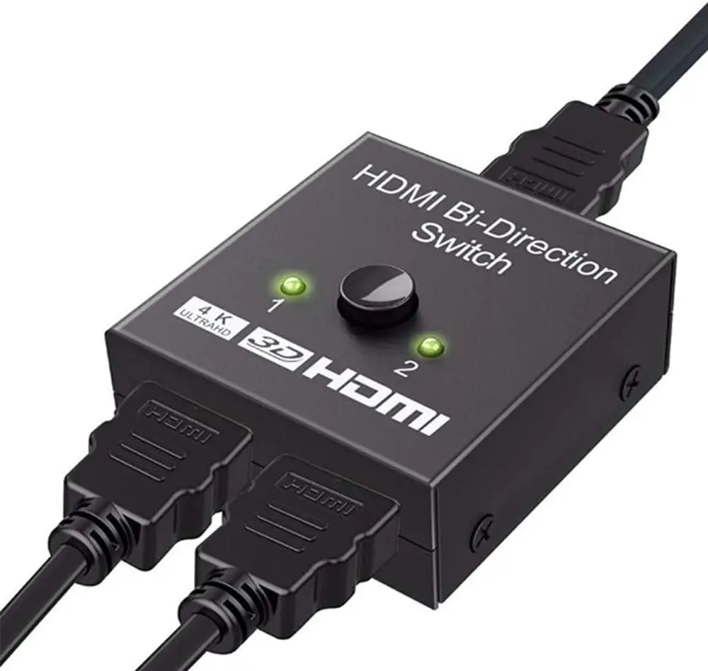 HDMI Switcher & Splitter - Bidirectional Selector,4K/3D/1080P,Manual Switching,Compatible with PS3/PS4/Xbox/DVD Players 1x2/2x1