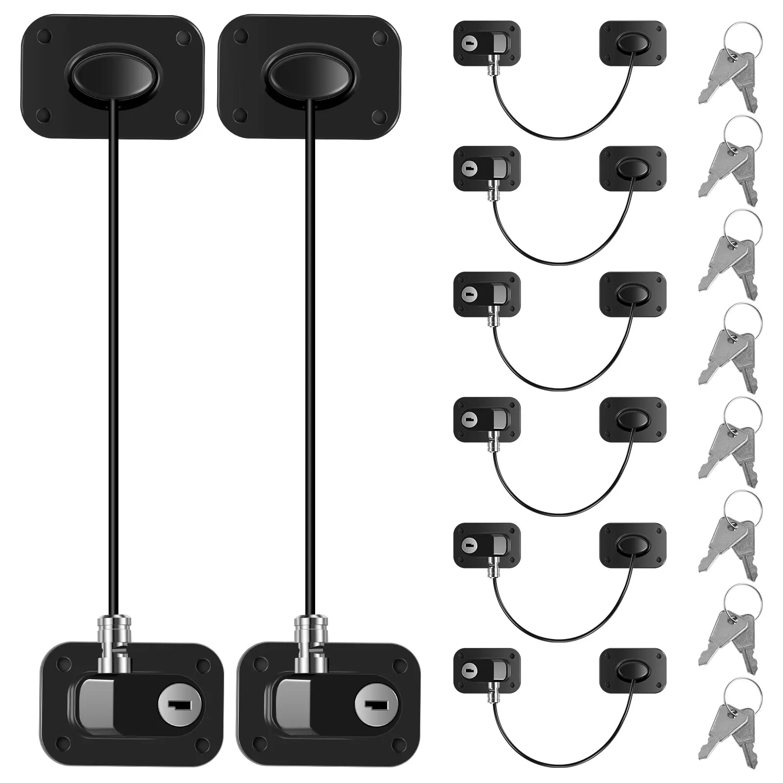 4/8 PCS Cabinet Lock Proof Refrigerator Lock with Key Self Adhesive Fridge Lock Combo Child Freezer Door Lock for Baby Safety