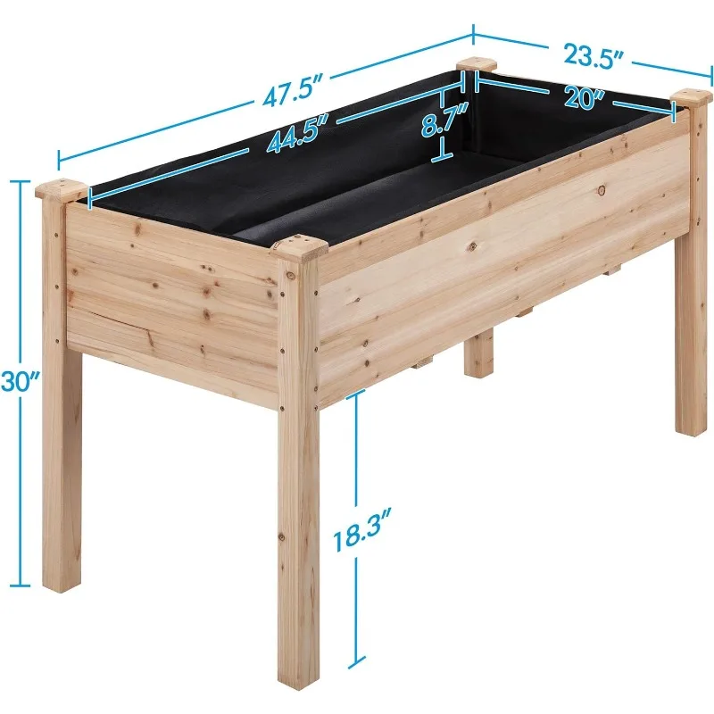 2pcs Raised Garden Bed 48x24x30in Elevated Wooden Horticulture Planter Box with Legs Standing Growing Bed for Gardening/Backyard